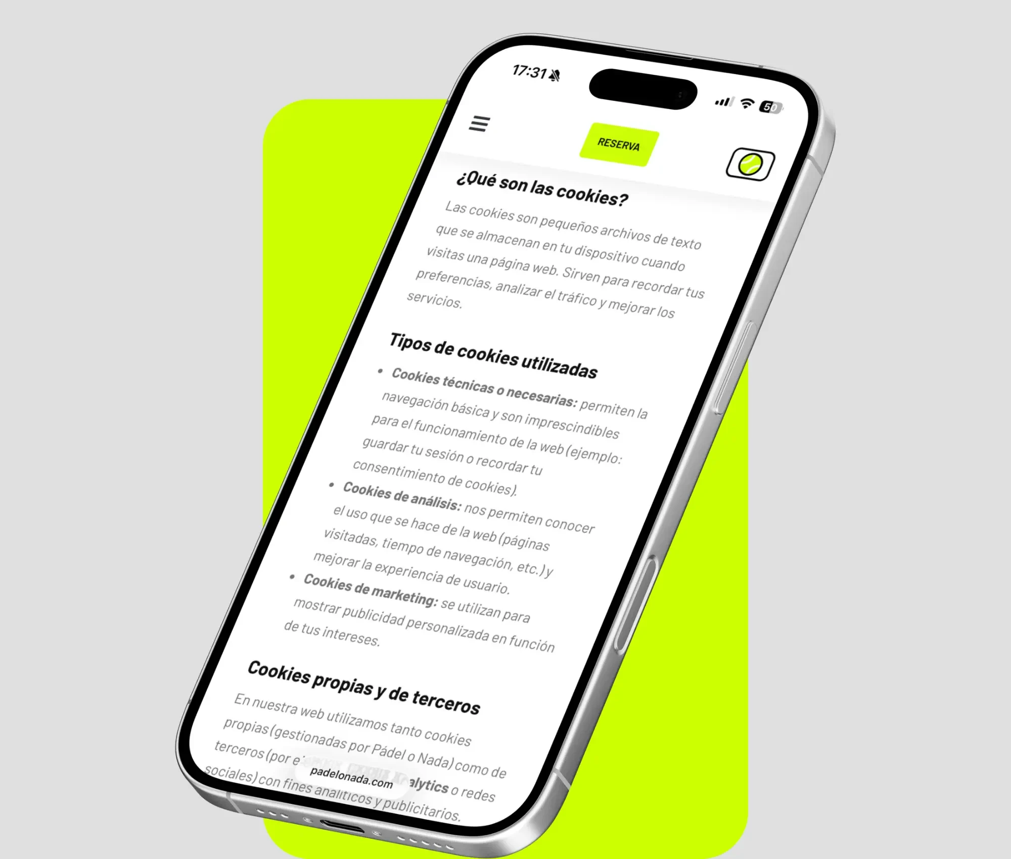 Política de Cookies Pádel o Nada