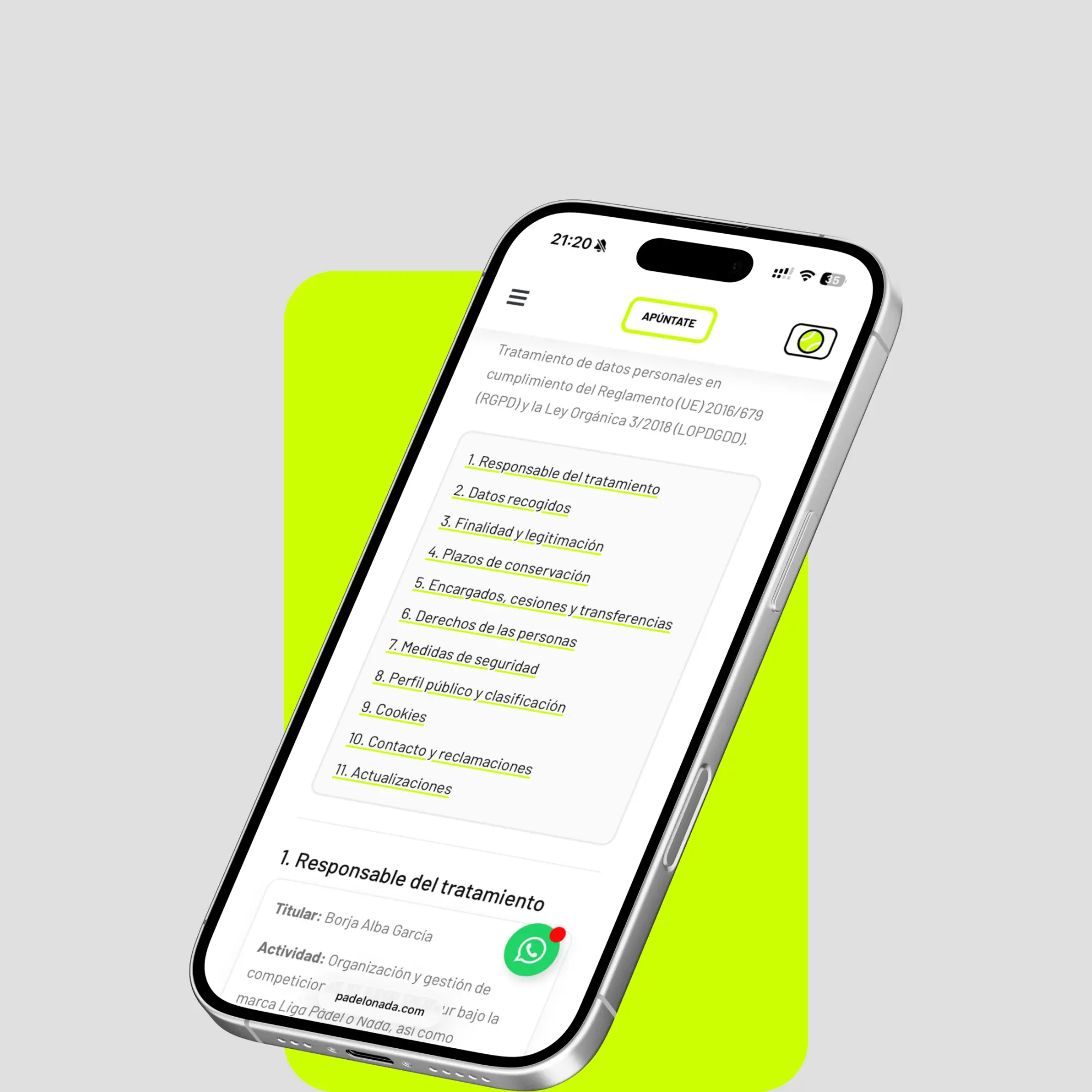 Política de Privacidad Pádel o Nada