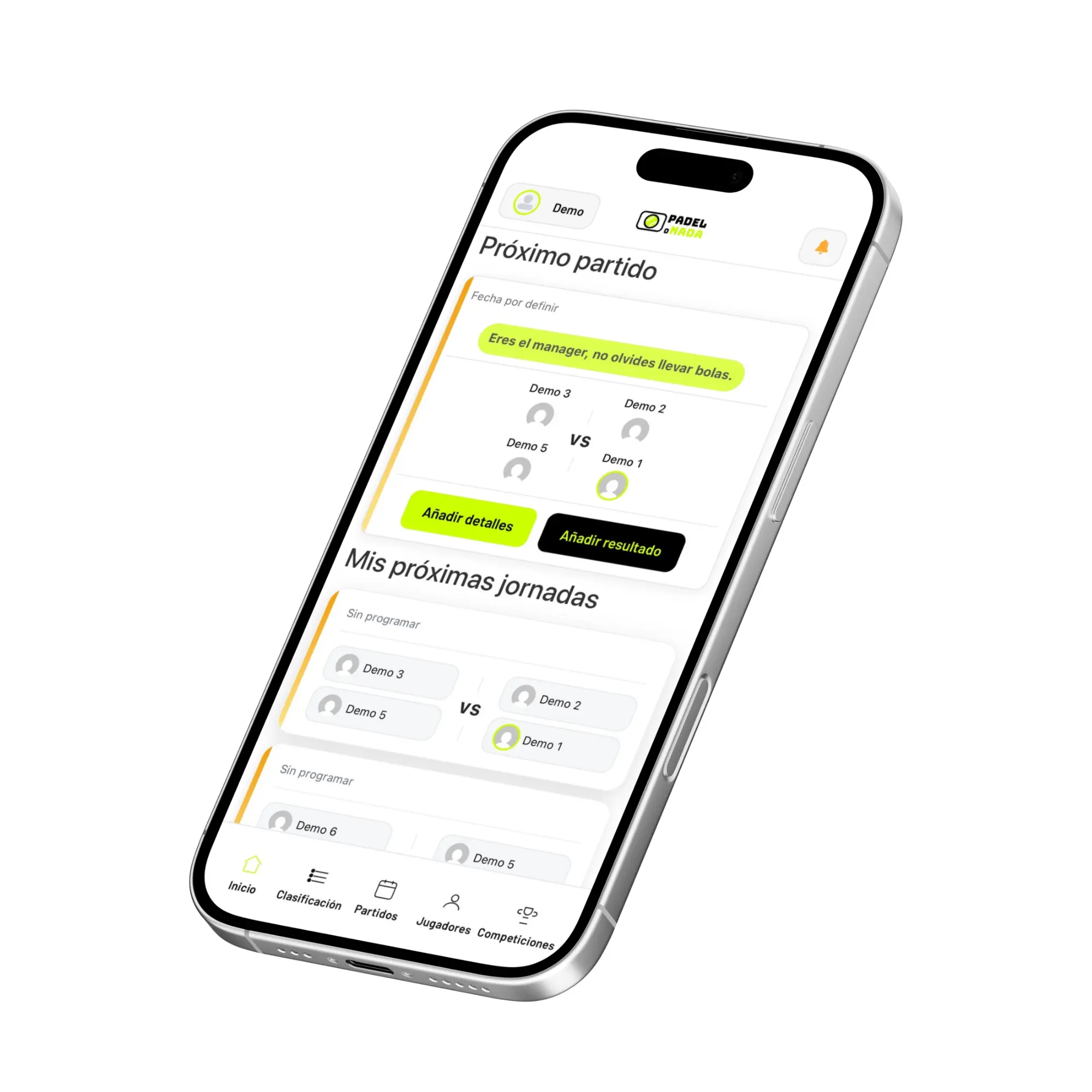Ejemplo de liga Pádel o Nada para comunidades o empresas